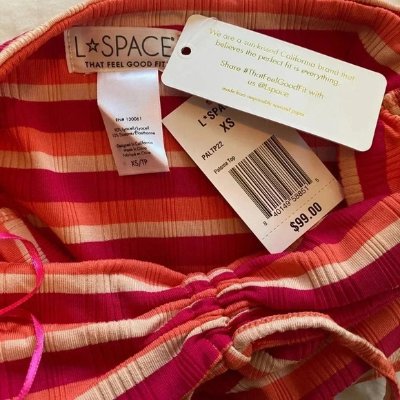 NWT L*Space Revolve Cropped Paloma Halter Top Stripped in Size Extra Small - Picture 5 of 5